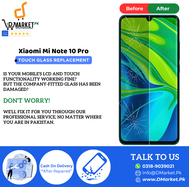 Xiaomi Mi Note 10 Pro Touch Glass Repair Cost