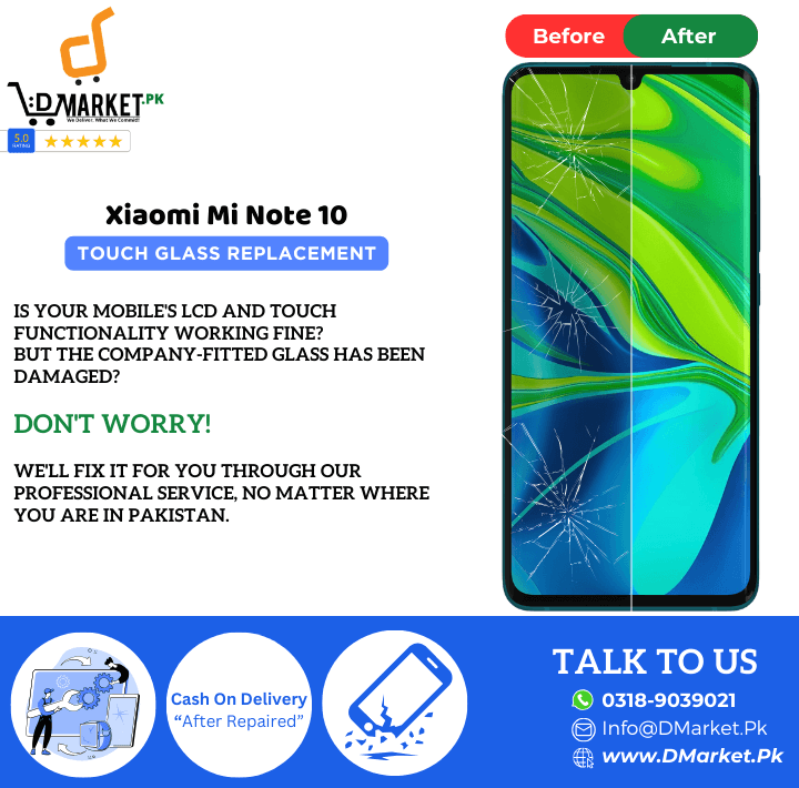 Xiaomi Mi Note 10 Touch Glass Repair Cost