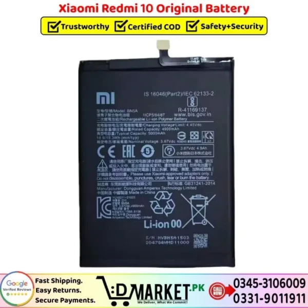 Xiaomi Redmi 10 Original Battery Price In Pakistan