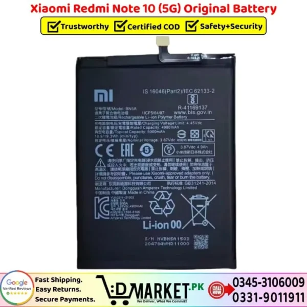 Xiaomi Redmi Note 10 5G Original Battery Price In Pakistan