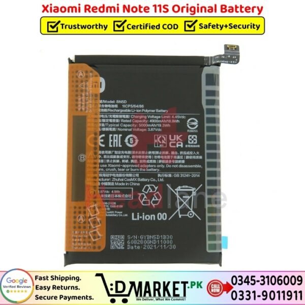 Xiaomi Redmi Note 11S Original Battery Price In Pakistan