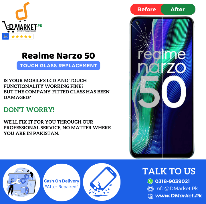 Realme Narzo 50 Touch Glass Repair Cost