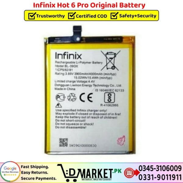 Infinix Hot 6 Pro Original Battery Price In Pakistan