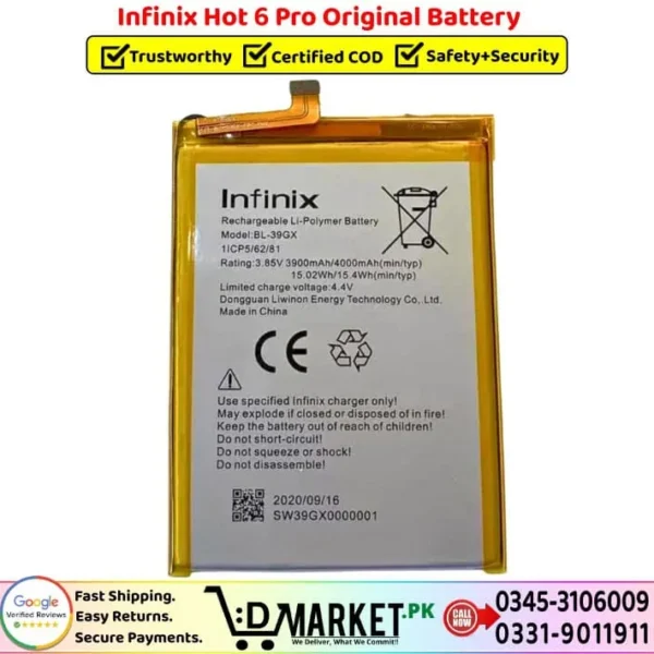 Infinix Hot 6 Pro Original Battery Price In Pakistan