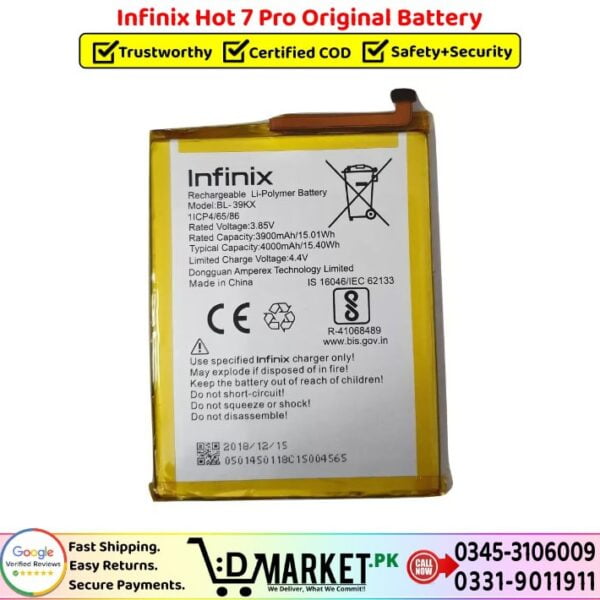 Infinix Hot 7 Pro Original Battery Price In Pakistan