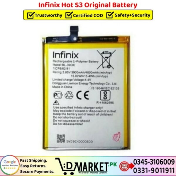 Infinix Hot S3 Original Battery Price In Pakistan