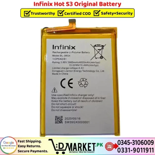 Infinix Hot S3 Original Battery Price In Pakistan