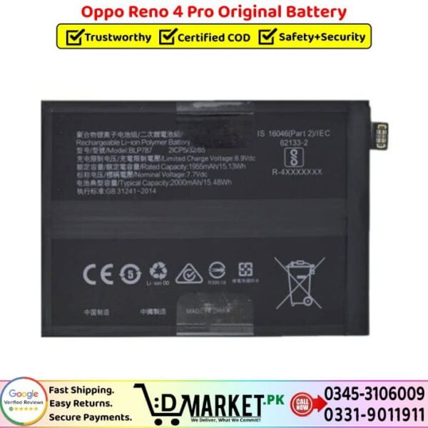 Oppo Reno 4 Pro Original Battery Price In Pakistan