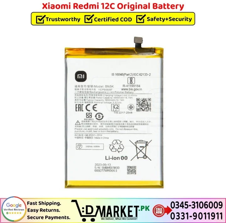 Xiaomi Redmi 12C Original Battery Price In Pakistan