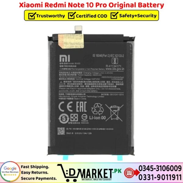 Xiaomi Redmi Note 10 Pro Original Battery Price In Pakistan