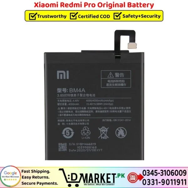 Xiaomi Redmi Pro Original Battery Price In Pakistan