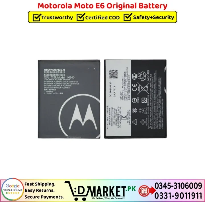 Motorola Moto E6 Original Battery Price In Pakistan