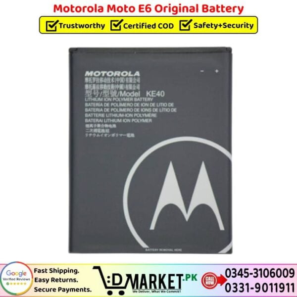 Motorola Moto E6 Original Battery Price In Pakistan