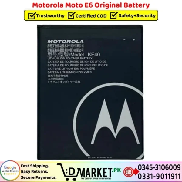 Motorola Moto E6 Original Battery Price In Pakistan