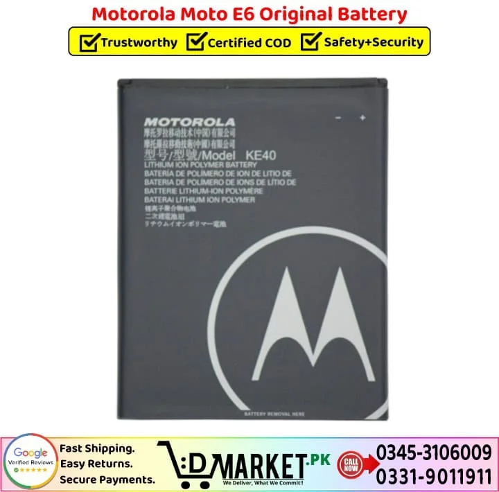 Motorola Moto E6 Original Battery Price In Pakistan