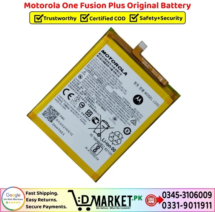 Motorola One Fusion Plus Original Battery Price In Pakistan