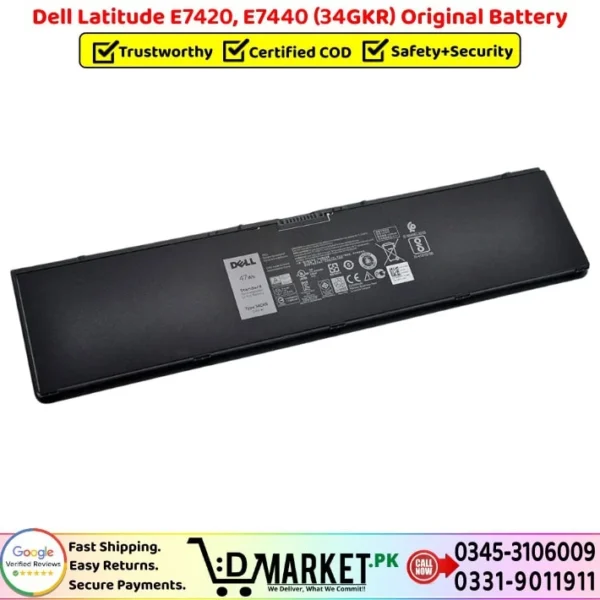 Dell Latitude E7420 E7440 34GKR Original Battery Price In Pakistan