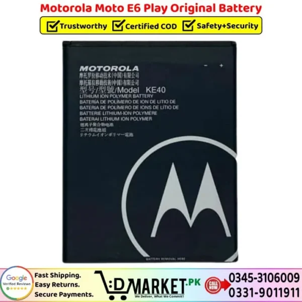 Motorola Moto E6 Play Original Battery Price In Pakistan