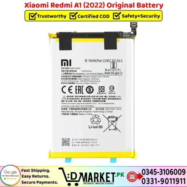 Xiaomi Redmi A1 2022 Original Battery Price In Pakistan