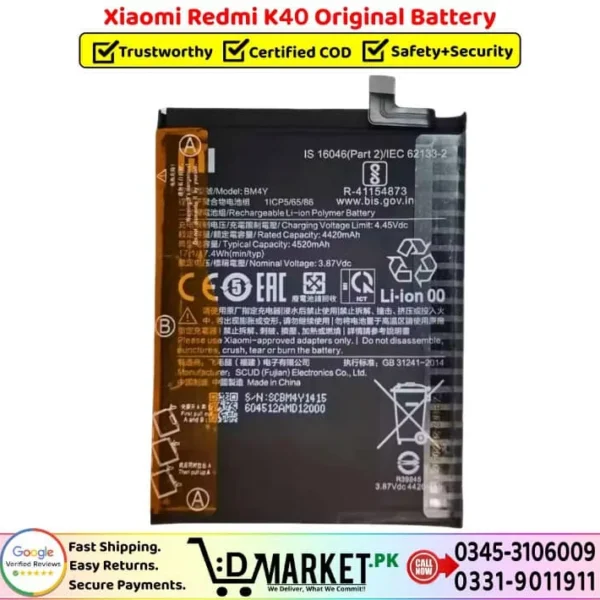 Xiaomi Redmi K40 Original Battery Price In Pakistan