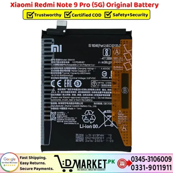 Xiaomi Redmi Note 9 Pro 5G Original Battery Price In Pakistan