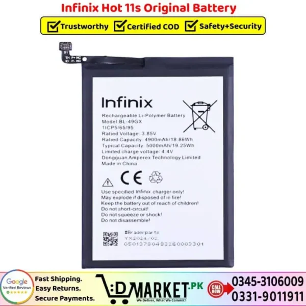 Infinix Hot 11s Original Battery Price In Pakistan