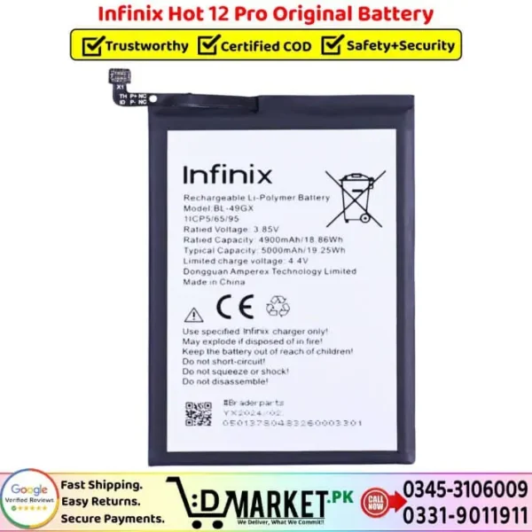 Infinix Hot 12 Pro Original Battery Price In Pakistan