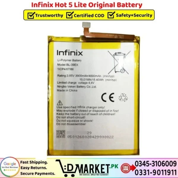 Infinix Hot 5 Lite Original Battery Price In Pakistan