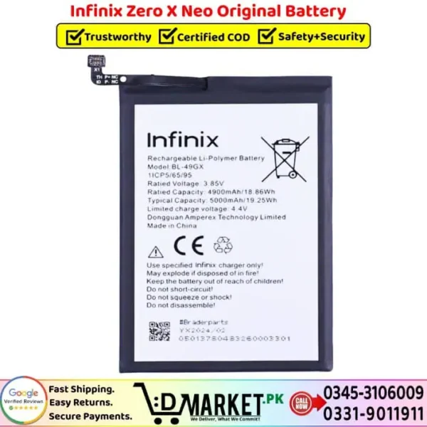 Infinix Zero X Neo Original Battery Price In Pakistan