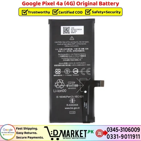 Google Pixel 4a 4G Original Battery Price In Pakistan