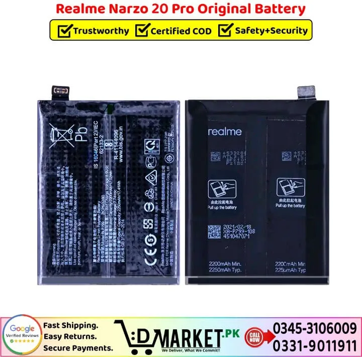 Realme Narzo 20 Pro Original Battery Price In Pakistan-- Realme Narzo 20 Pro Original Battery Price In Pakistan