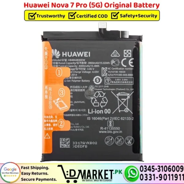 Huawei Nova 7 Pro 5G Original Battery Price In Pakistan