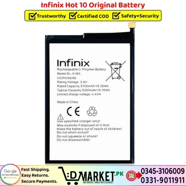 Infinix Hot 10 Original Battery Price In Pakistan