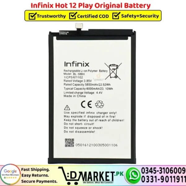 Infinix Hot 12 Play Original Battery - DMarket.Pk
