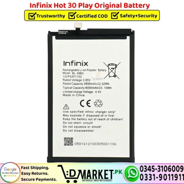 Infinix Hot 30 Play Original Battery - DMarket.Pk