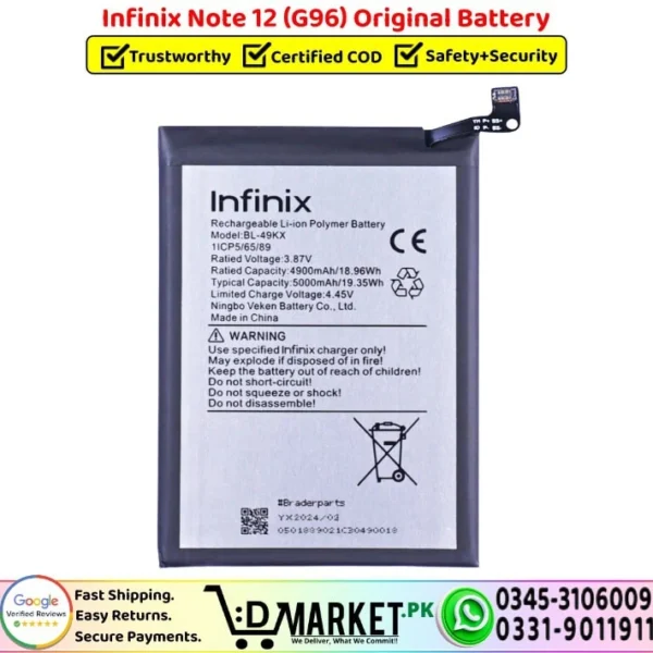 Infinix Note 12 G96 Original Battery Price In Pakistan