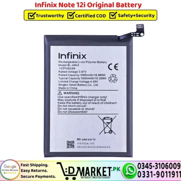 Infinix Note 12i Original Battery Price In Pakistan