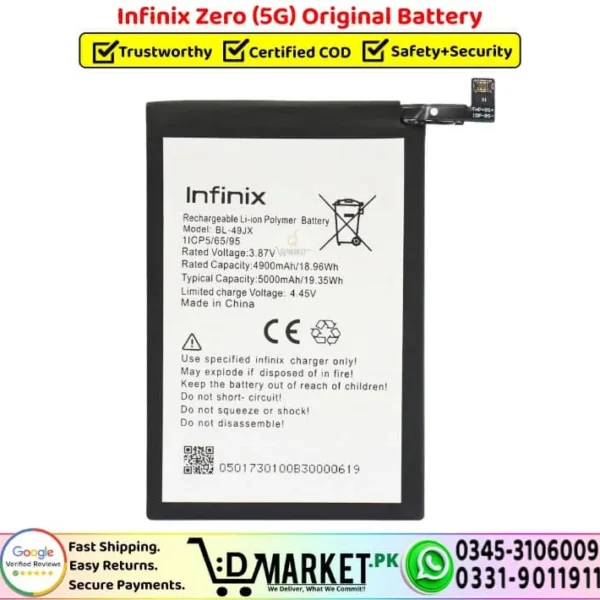 Infinix Zero 5G Original Battery Price In Pakistan