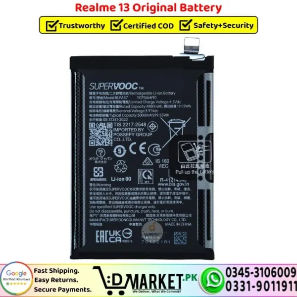 Realme 13 Original Battery - DMarket.Pk