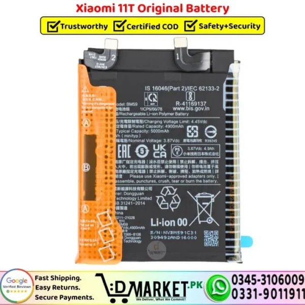Xiaomi 11T Original Battery Price In Pakistan