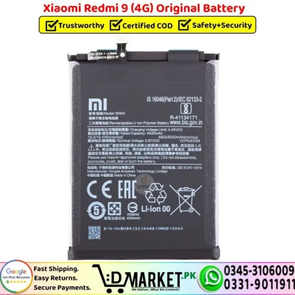 Xiaomi Redmi 9 Original Battery Price In Pakistan