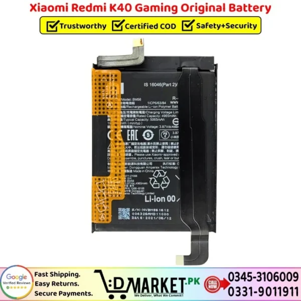 Xiaomi Redmi K40 Gaming Original Battery Price In Pakistan