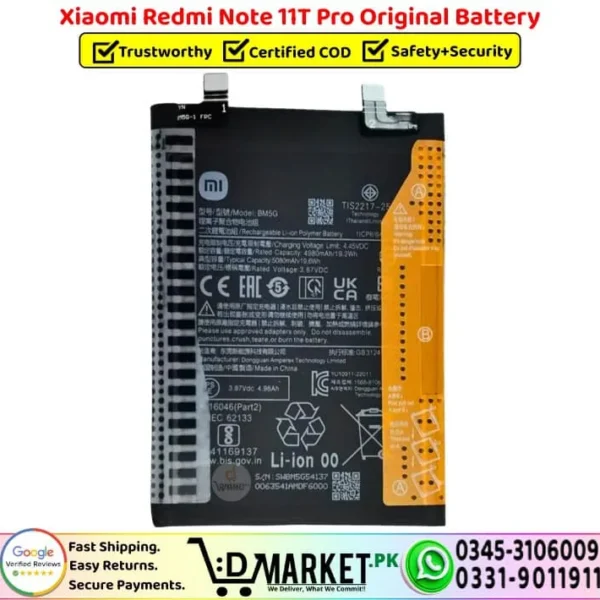Xiaomi Redmi Note 11T Pro Original Battery - DMarket.Pk