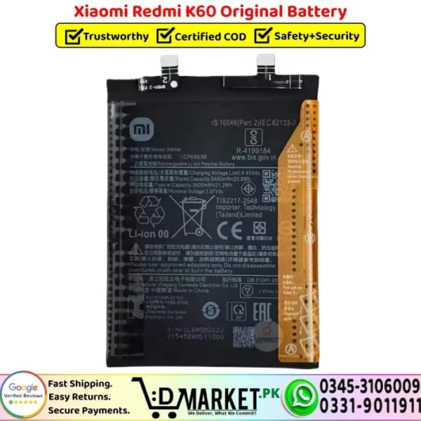 Xiaomi Redmi K60 Original Battery Replacement - DMarket.Pk
