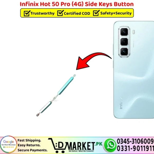Infinix Hot 50 Pro 4G Side Keys Button - Power Volume Button Outer Replacement - DMarket.Pk
