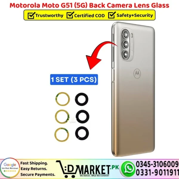 Motorola Moto G51 5G Back Camera Lens Glass Replacement - DMarket.Pk