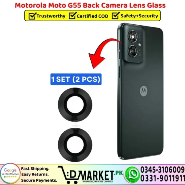 Motorola Moto G55 Back Camera Lens Glass Replacement - DMarket.Pk